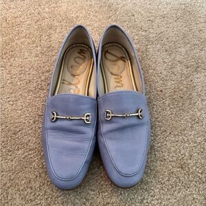 Sam Edelman Blue Suede Loafers with Horsebit Detail